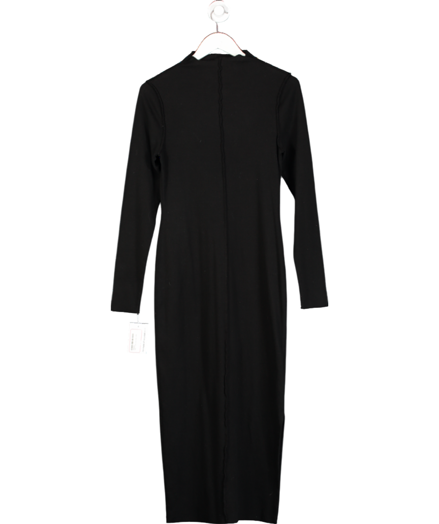 Anthropologie Black Seamed Knit Midi Dress UK S