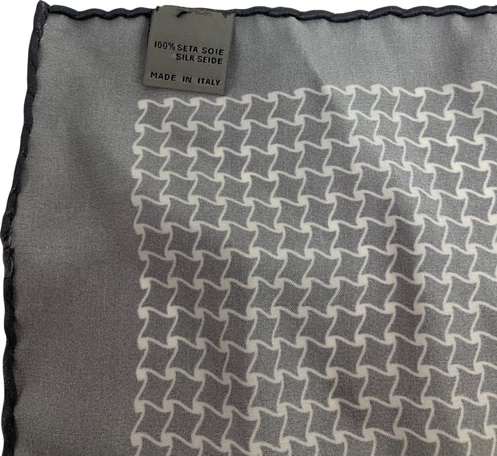 canali Grey Printed Silk Pocket Square