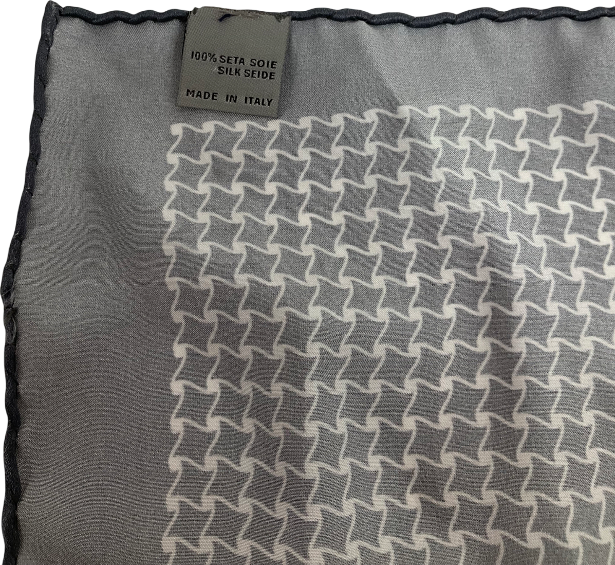 canali Grey Printed Silk Pocket Square