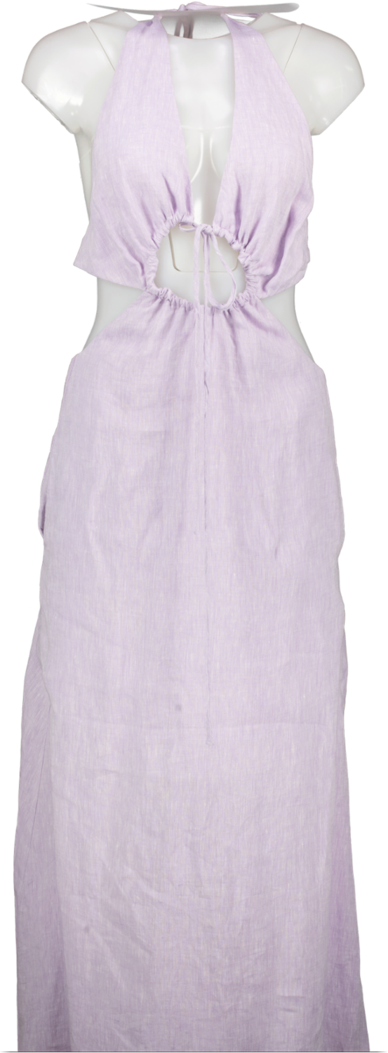 Bondi Born Purple Organic Linen Lilac Maxi Dress UK XS