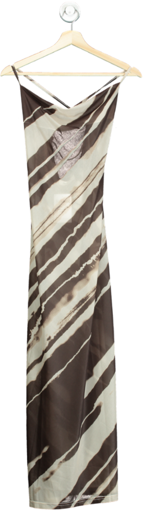 4th + Reckless Brown/Beige Striped Slip Dress UK 6