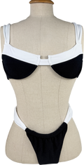 ODE + RAE Black White Contrast Towelling Bikini UK S