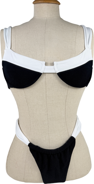 ODE + RAE Black White Contrast Towelling Bikini UK S