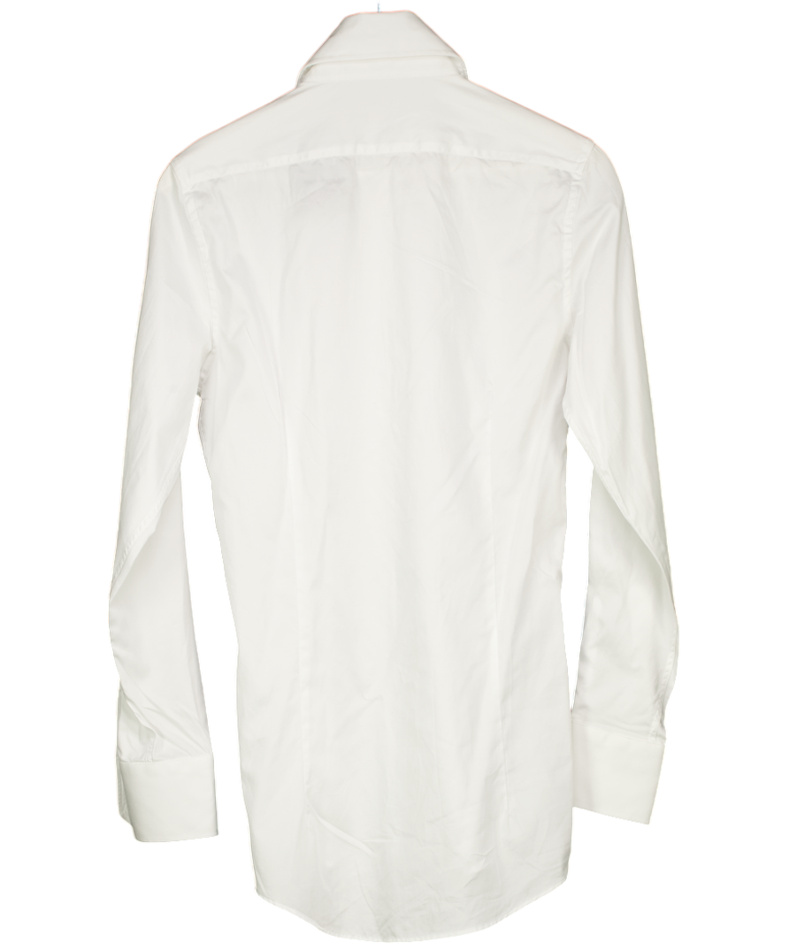 White Classic Shirt With Extended Collar UK M
