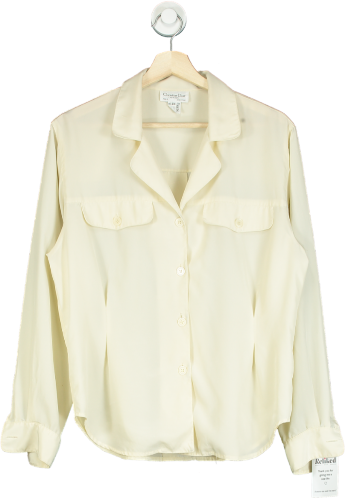 Christian Dior Cream Vintage Chemises Blouse UK 10