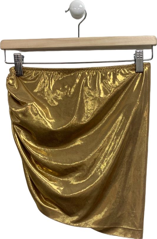 Norma Kamali Gold Metallic Drape Skirt UK M