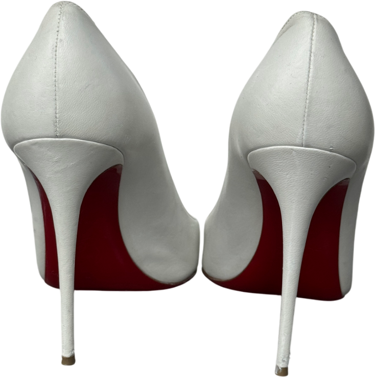 Christian Louboutin White Kate 100 Mm Pumps - Lamb Nappa Leather Shoes - Bianco UK 8 EU 41 👠