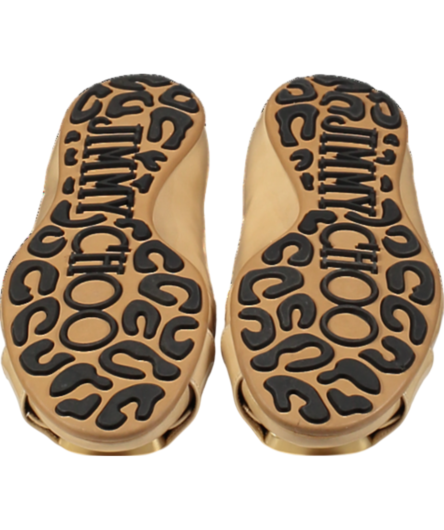 Jimmy Choo Nude Morse Patent Ballet Flats UK 4 EU 37 👠