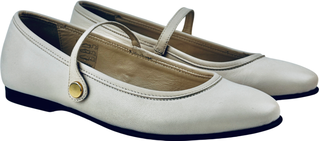 ROSAE PARIS Cream Les Georges Luxury Leather Mary Jane Ballet Flats UK 4 EU 37 👠