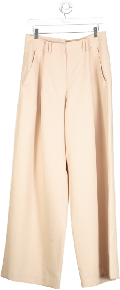 Zara Beige High-Waisted Wide Leg Trousers UK L