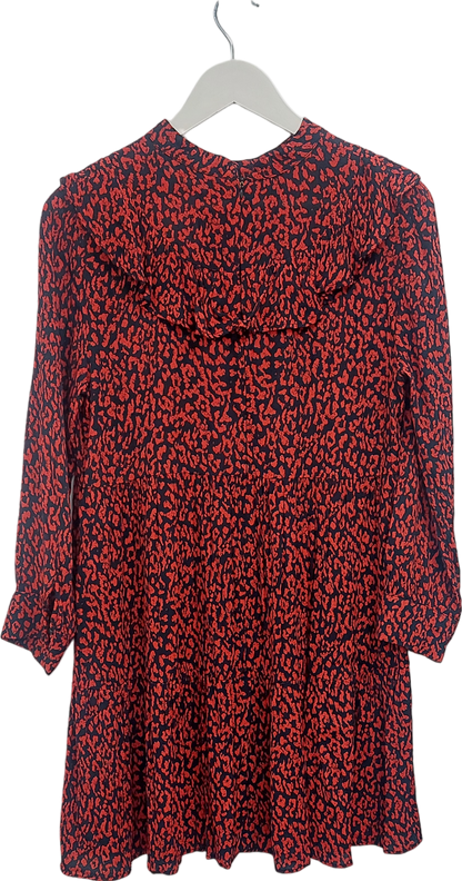 ZARA Red Long Sleeve Patterned Swing Mini Dress UK S