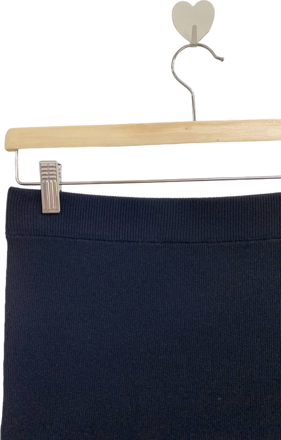 & Other Stories Black Ribbed Pencil Skirt UK S