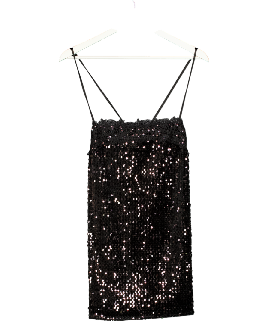 Free People Black Sequin Mini Dress UK 6