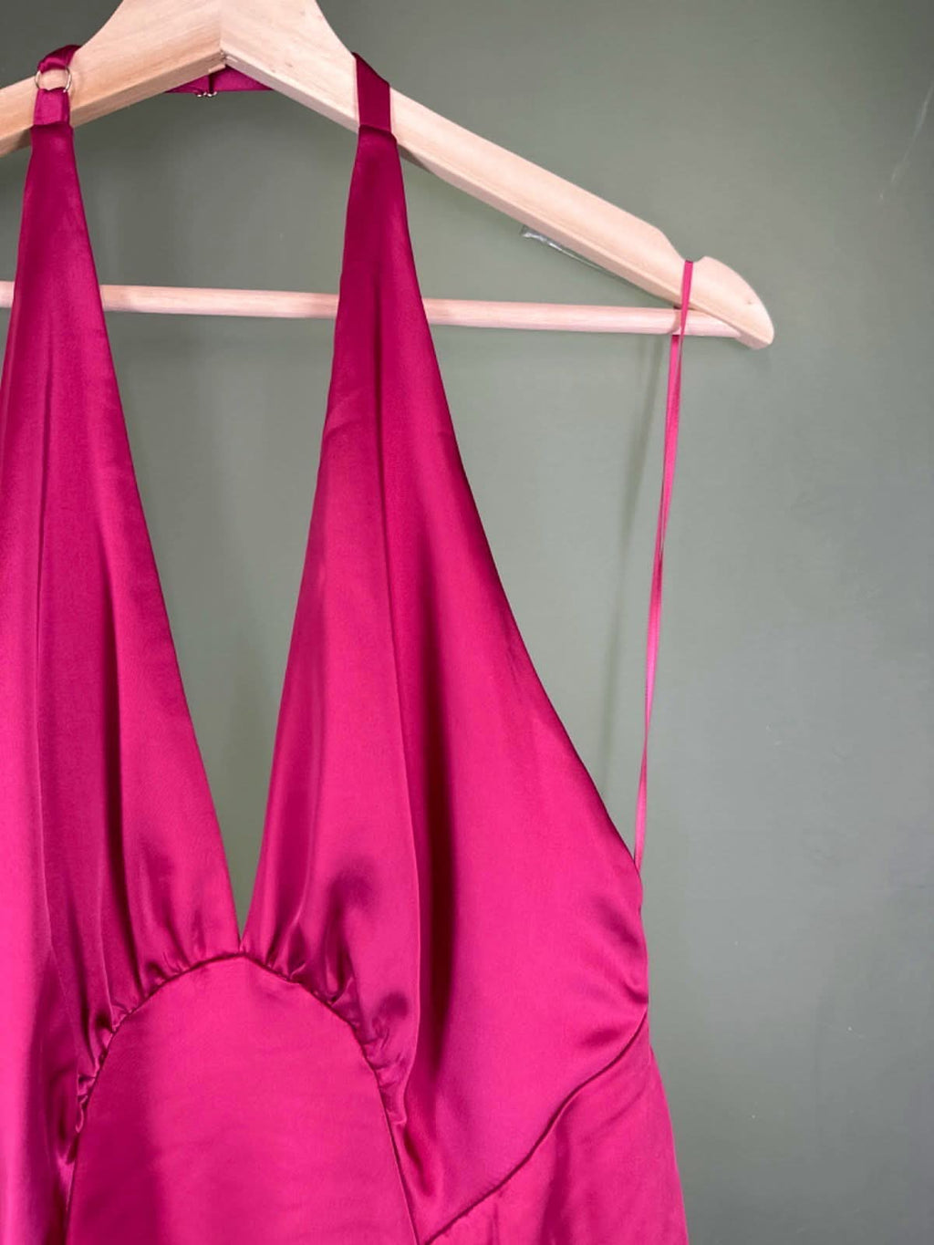 free people Pink Satin Halter Neck Maxi Dress UK 10