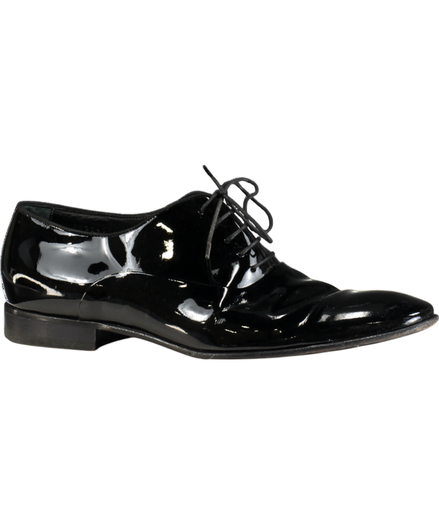 Hugo Boss Black Oxford Shoes In Patent Leather With Grosgrain Piping UK 9 EU 43 👞