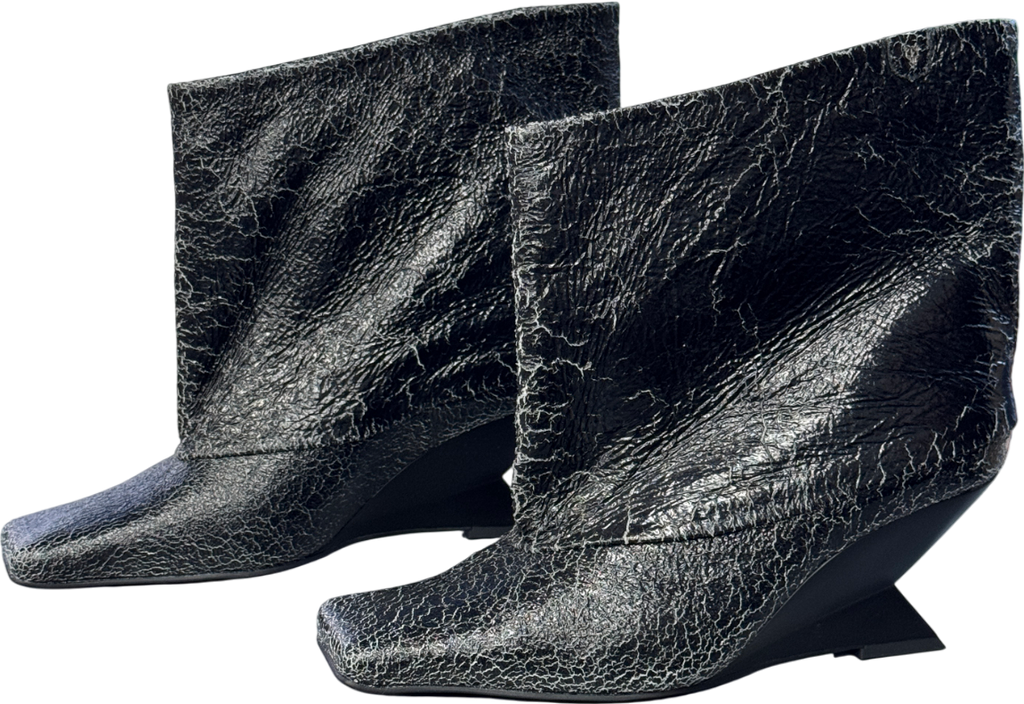 Naked Wolfe Shade Black Leather Wedge Boots UK 6 EU 39 👠