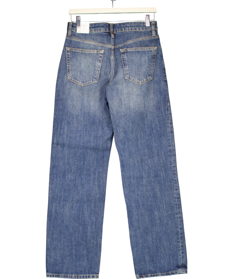MANGO Blue Mid-rise Straight Jeans UK 4