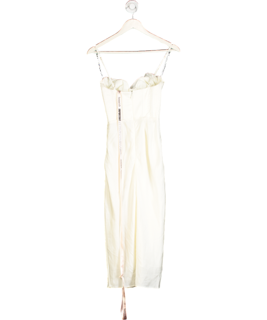 House of CB Cream Corset Draped Satin Midi Dress UK XS