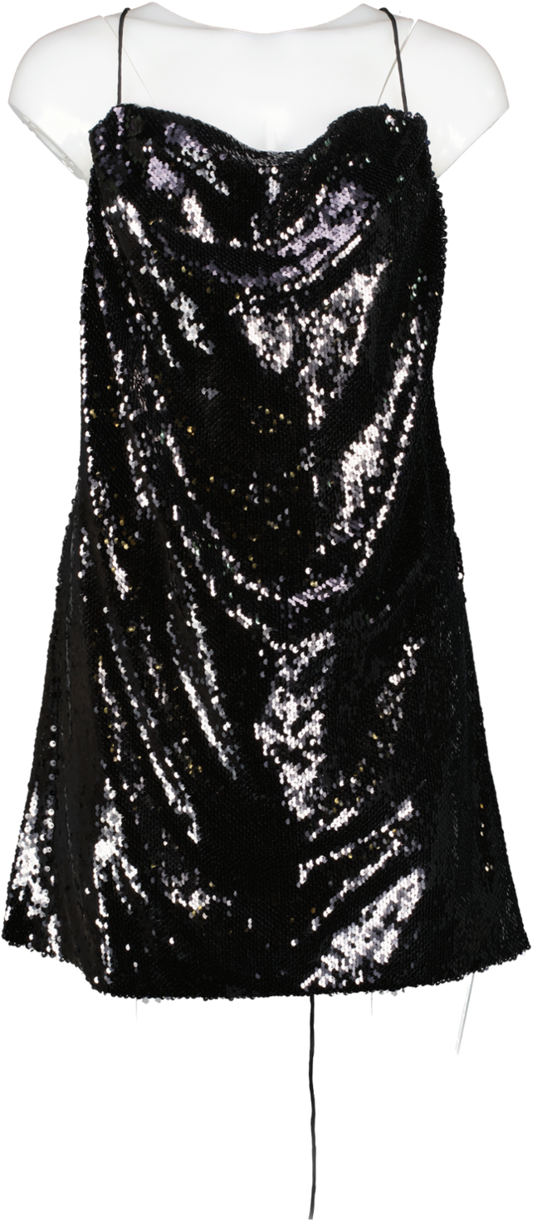 ASOS Black Sequin Backless Mini Dress UK 10