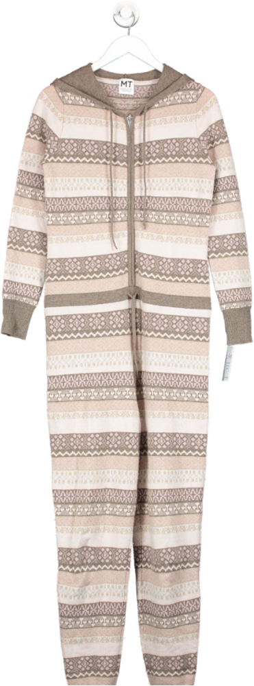 MADELEINE THOMPSON Brown Hooded cashmere onesie UK S