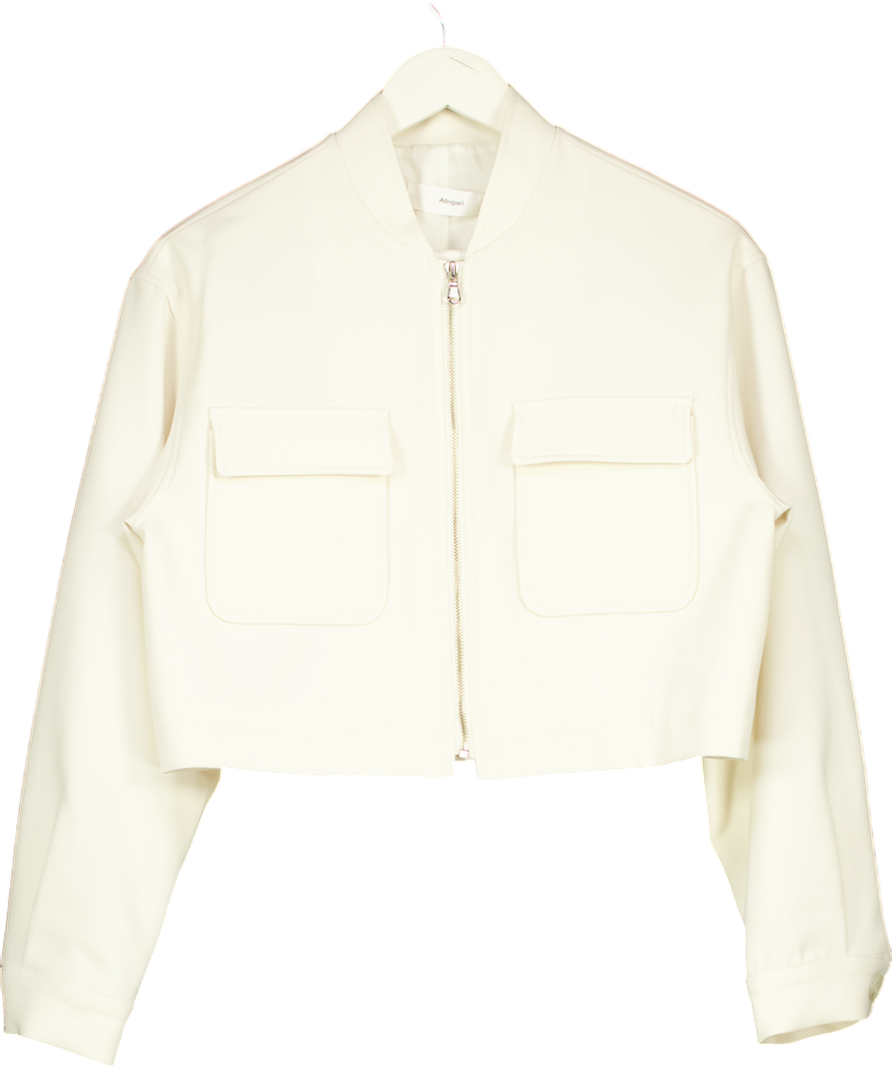 Abigail Cream Zip Front Cropped Jacket UK S
