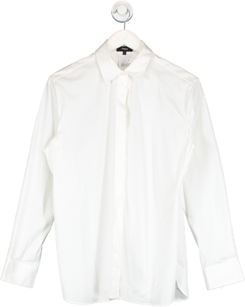 Theory White Cotton Blend Shirt UK S