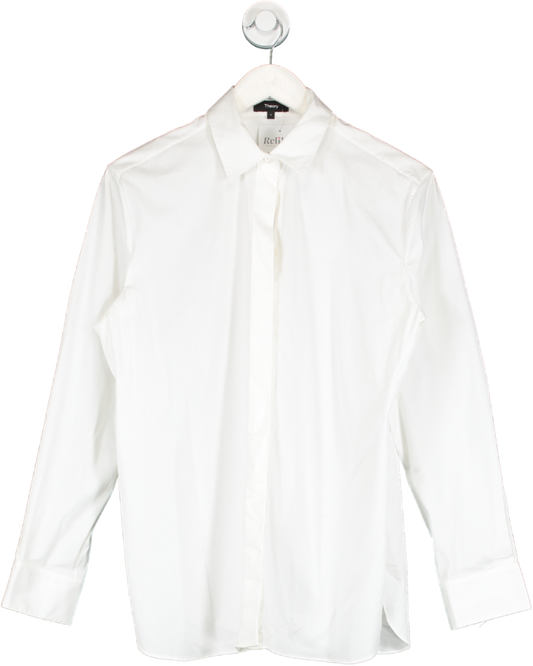 Theory White Cotton Blend Shirt UK S