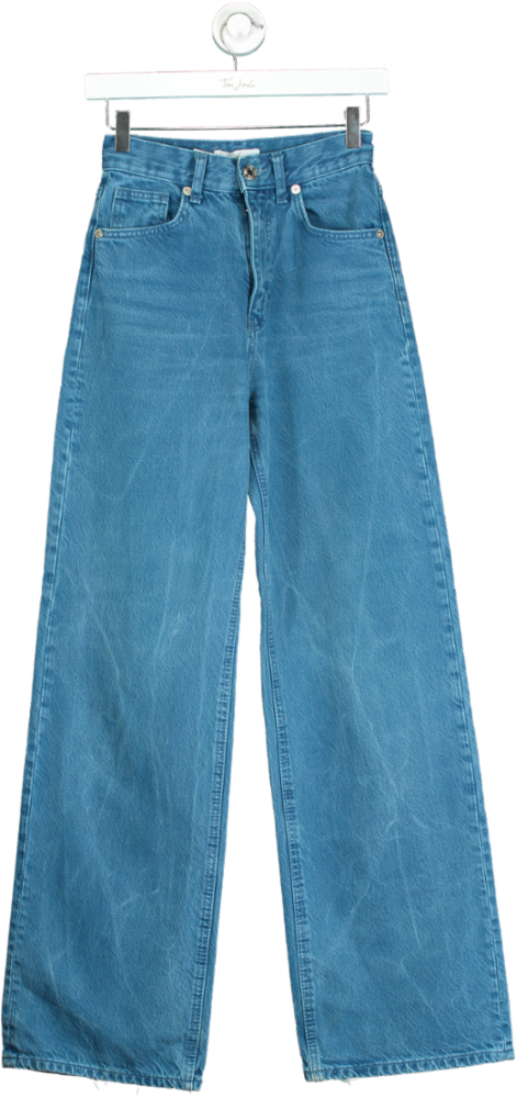 Zara Blue High-Waisted Wide Leg Jeans UK 4