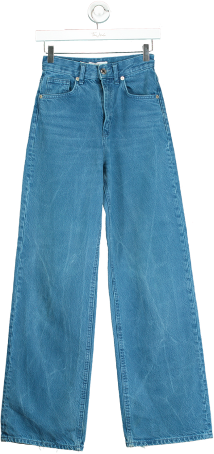 Zara Blue High-Waisted Wide Leg Jeans UK 4