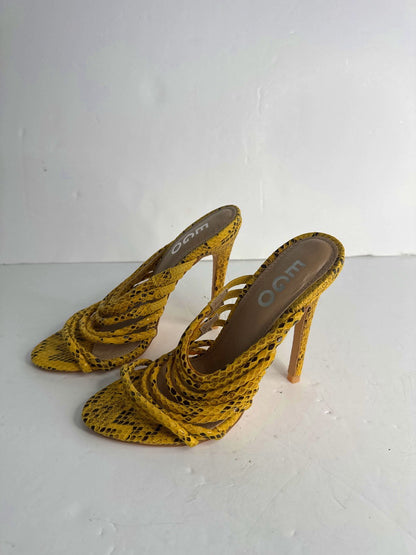 EGO Yellow Snake Print Strappy Heels UK 4