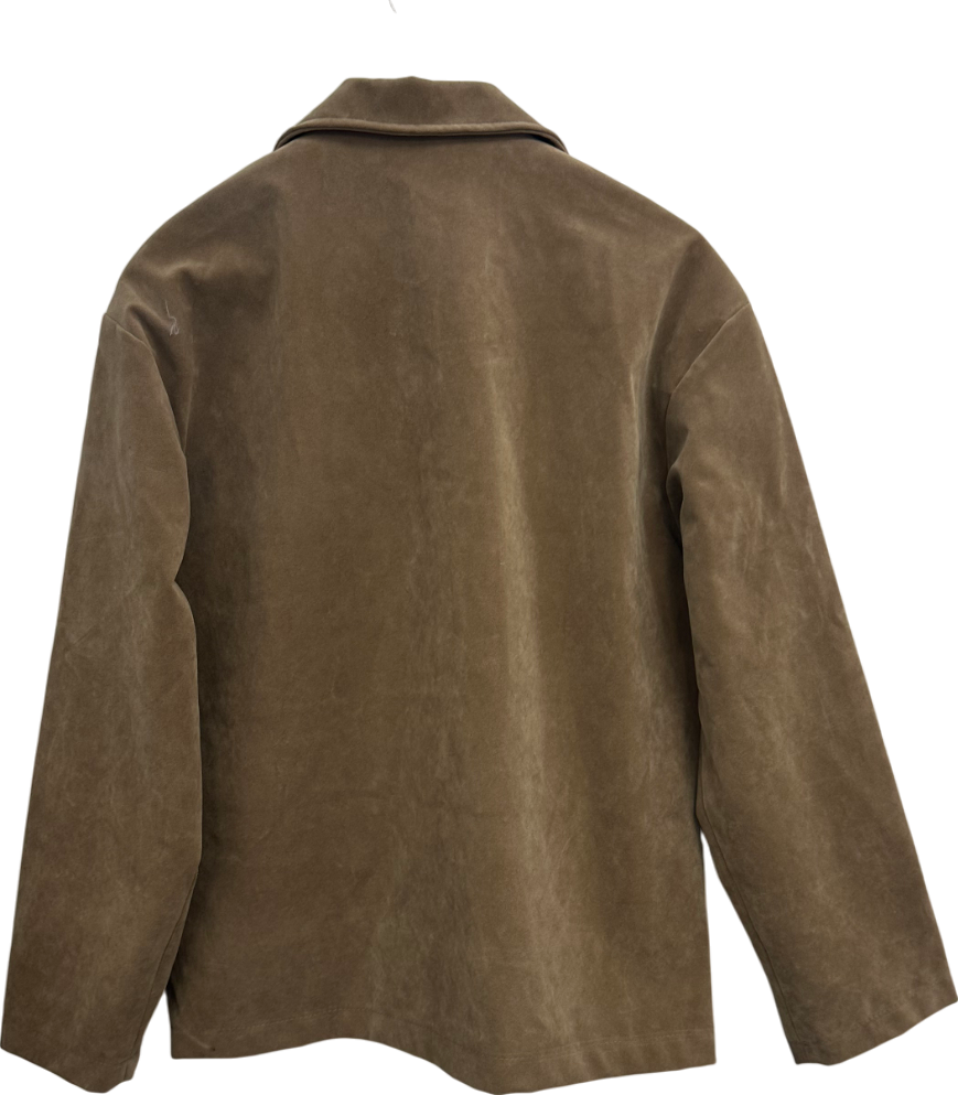 boohoo Beige Oversized Faux Suede Jacket UK M