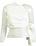 Paper London White Asymmetric Draped Top UK 12