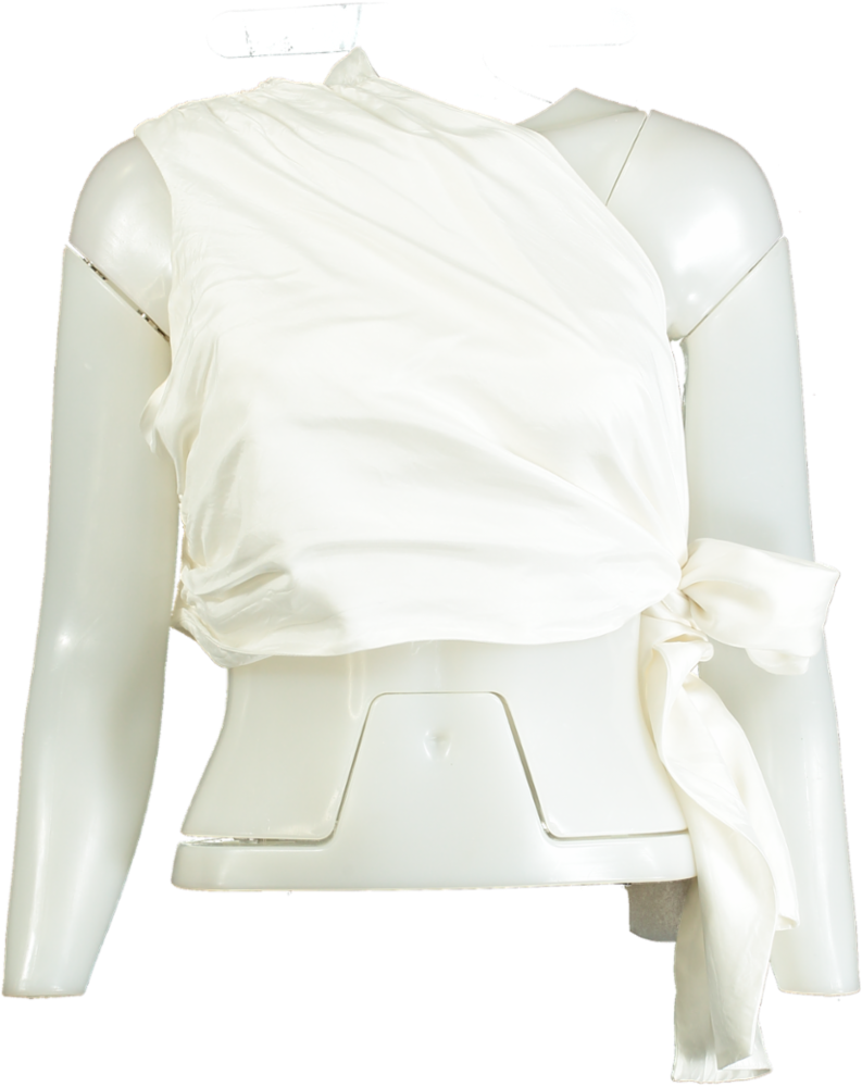 Paper London White Asymmetric Draped Top UK 12