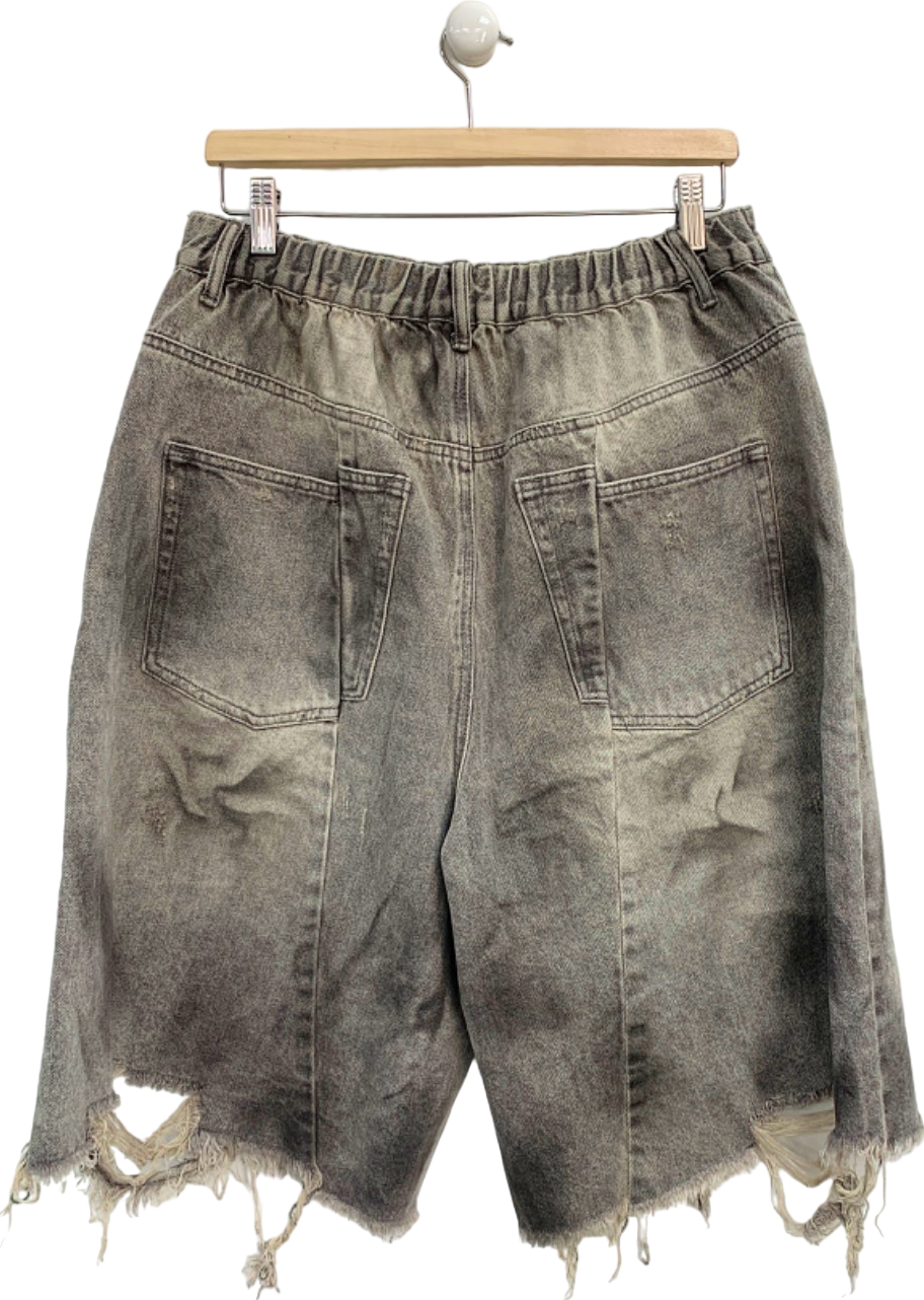 Garments Grey Distressed Denim Shorts UK L