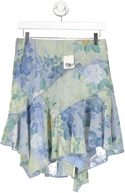 Free People Green Milly Asymmetrical Midi Skirt UK XS