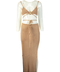 Flook The Label Beige Ziva Top & Ziva Skirt UK 6