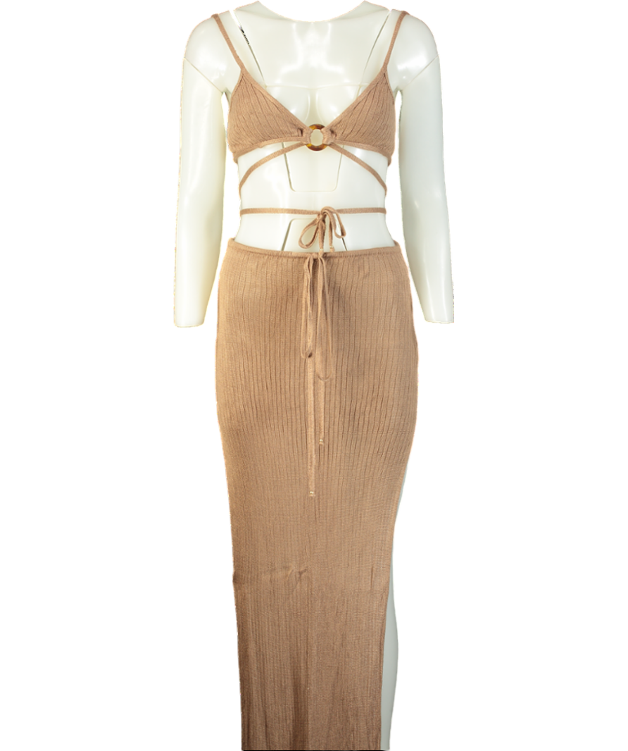 Flook The Label Beige Ziva Top & Ziva Skirt UK 6