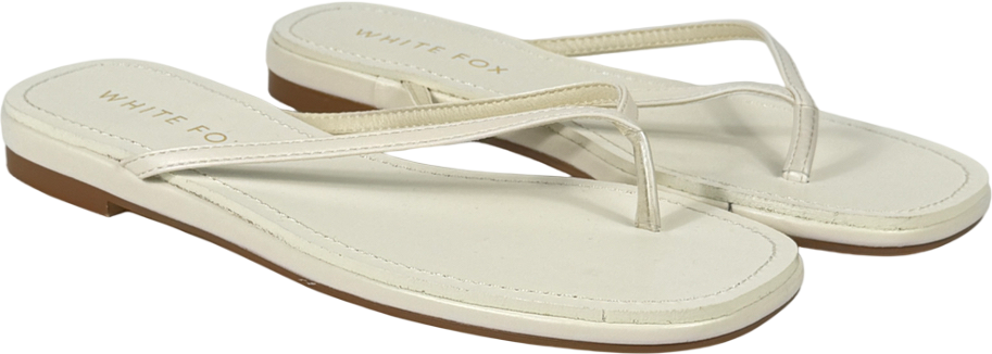 White Fox Cream Roma Thong Sandals Bone UK 6 EU 39