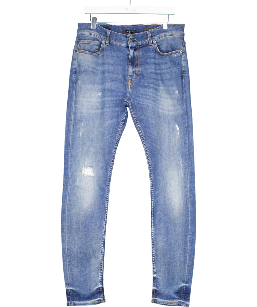 7 For All Mankind Ronnie Luxe Performance+ Tapered-leg Jeans - Phoenix Blue W36
