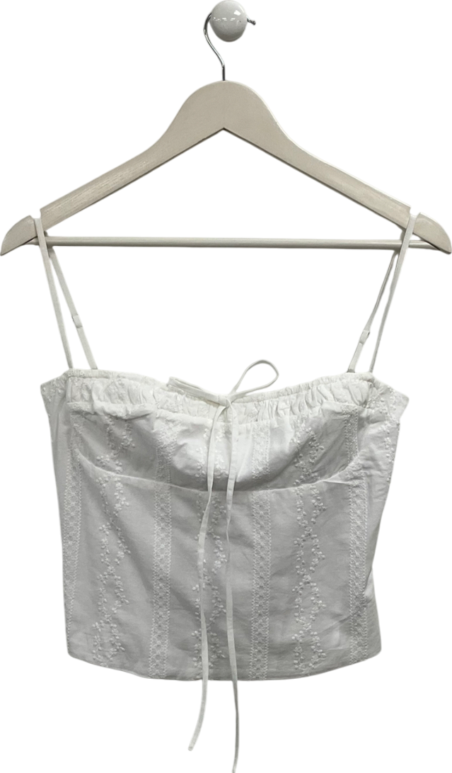 Mistress Rocks White Embroidered Floral Top UK M