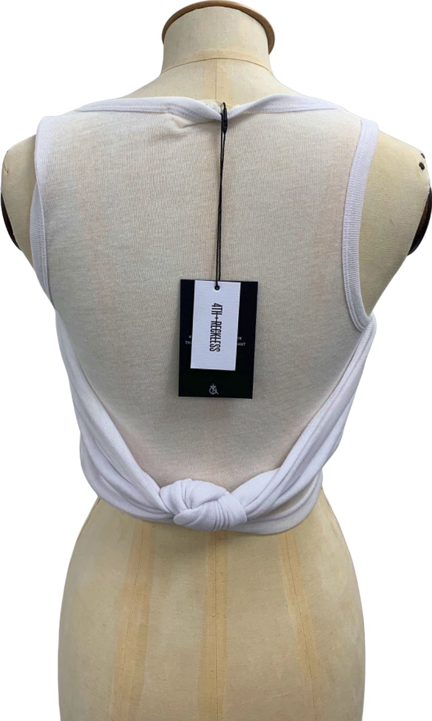 4th & Reckless White Sleeveless Crop Top UK 8