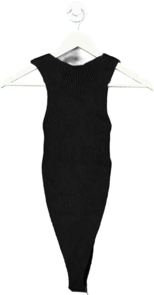 MissyEmpire Black Ribbed Bodysuit with Separate Sleeves UK 14