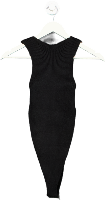 MissyEmpire Black Ribbed Bodysuit with Separate Sleeves UK 14