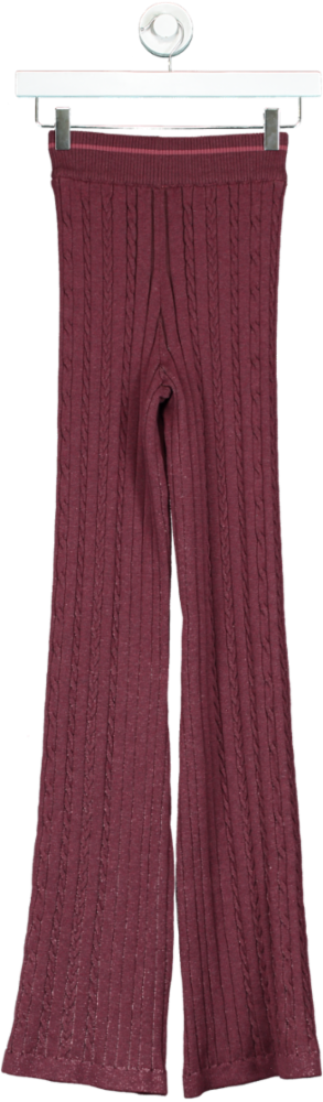 Gymshark Rich Maroon Marl Rest Day Cable Knit Pant UK XS