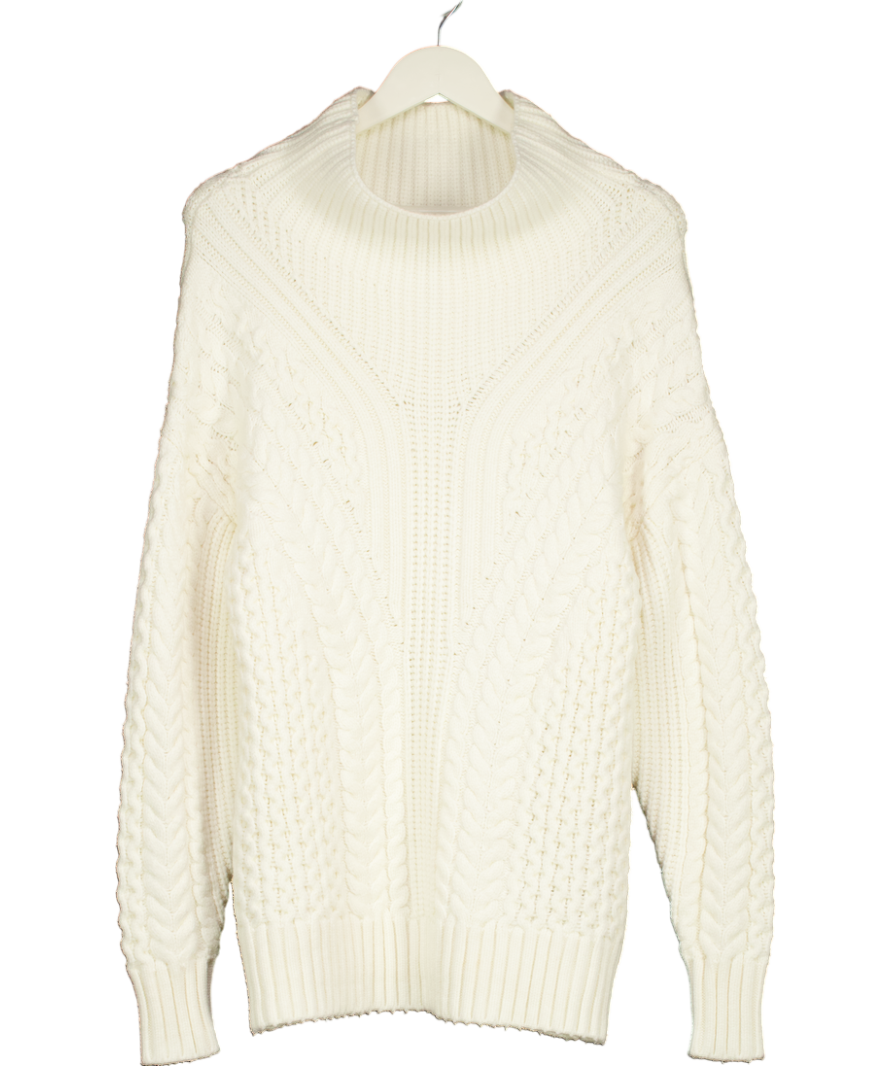 Karen Millen Cream Cable Knit Balloon Sleeve Jumper UK S