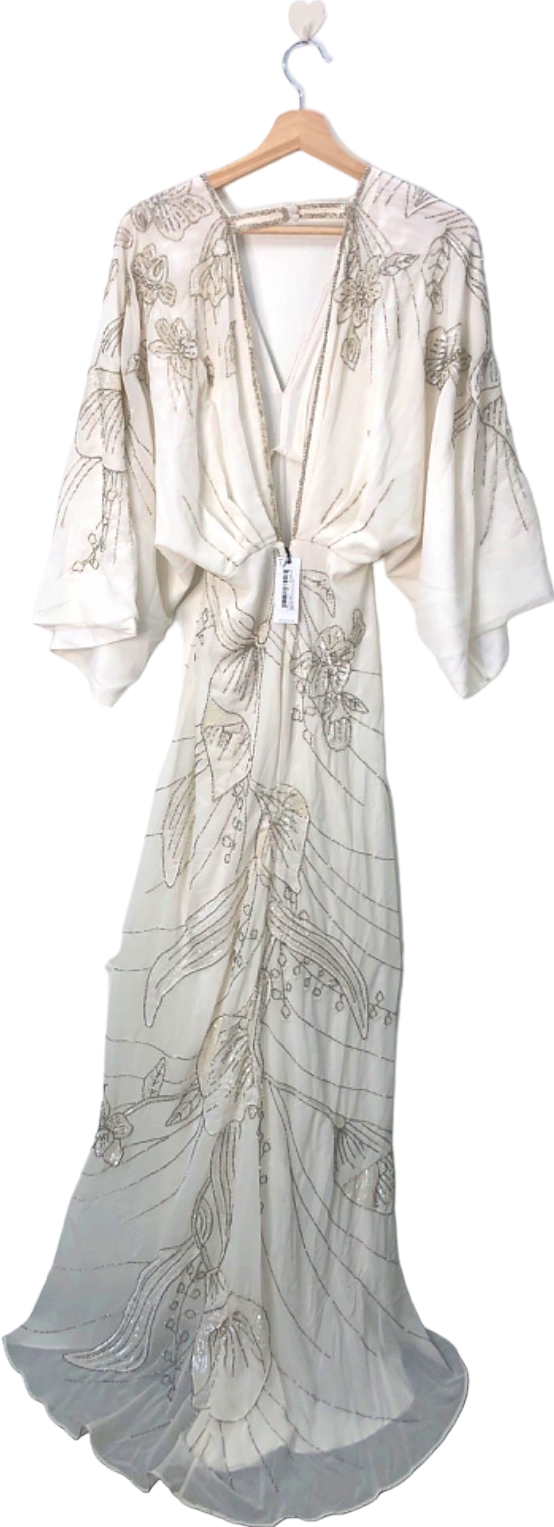 Karen Millen Ivory Petite Rupe Applique Woven Maxi Dress UK 4