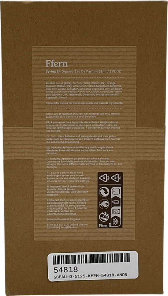 Ffern Spring 25 Organic Eau De Parfum 31ml