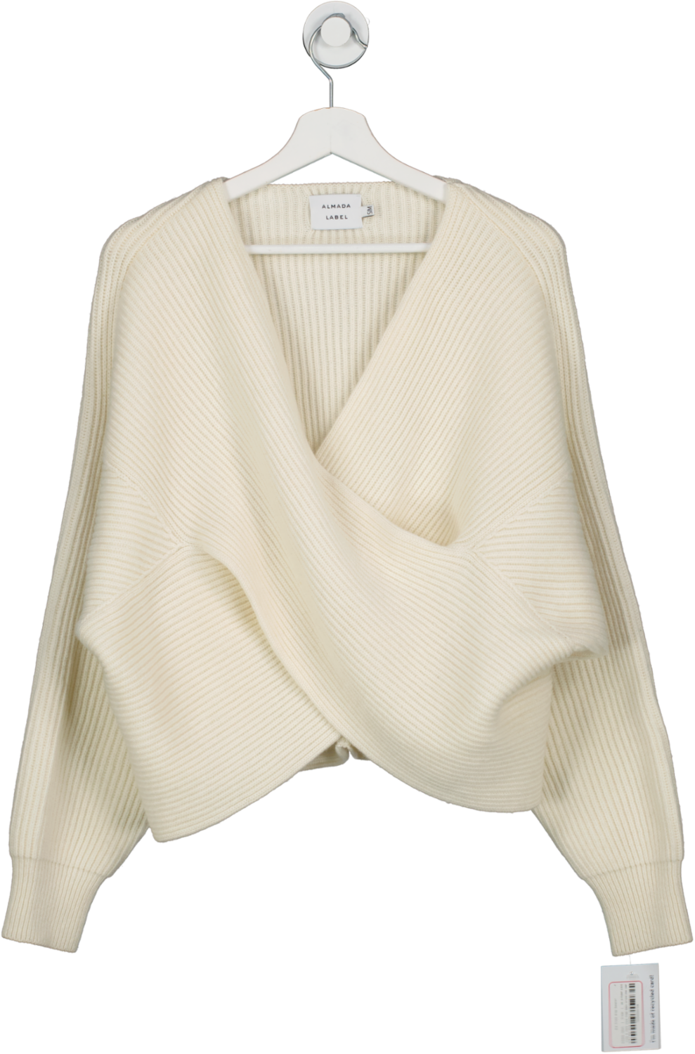 almada label Cream Gia Cross Wrap Sweater UK S/M
