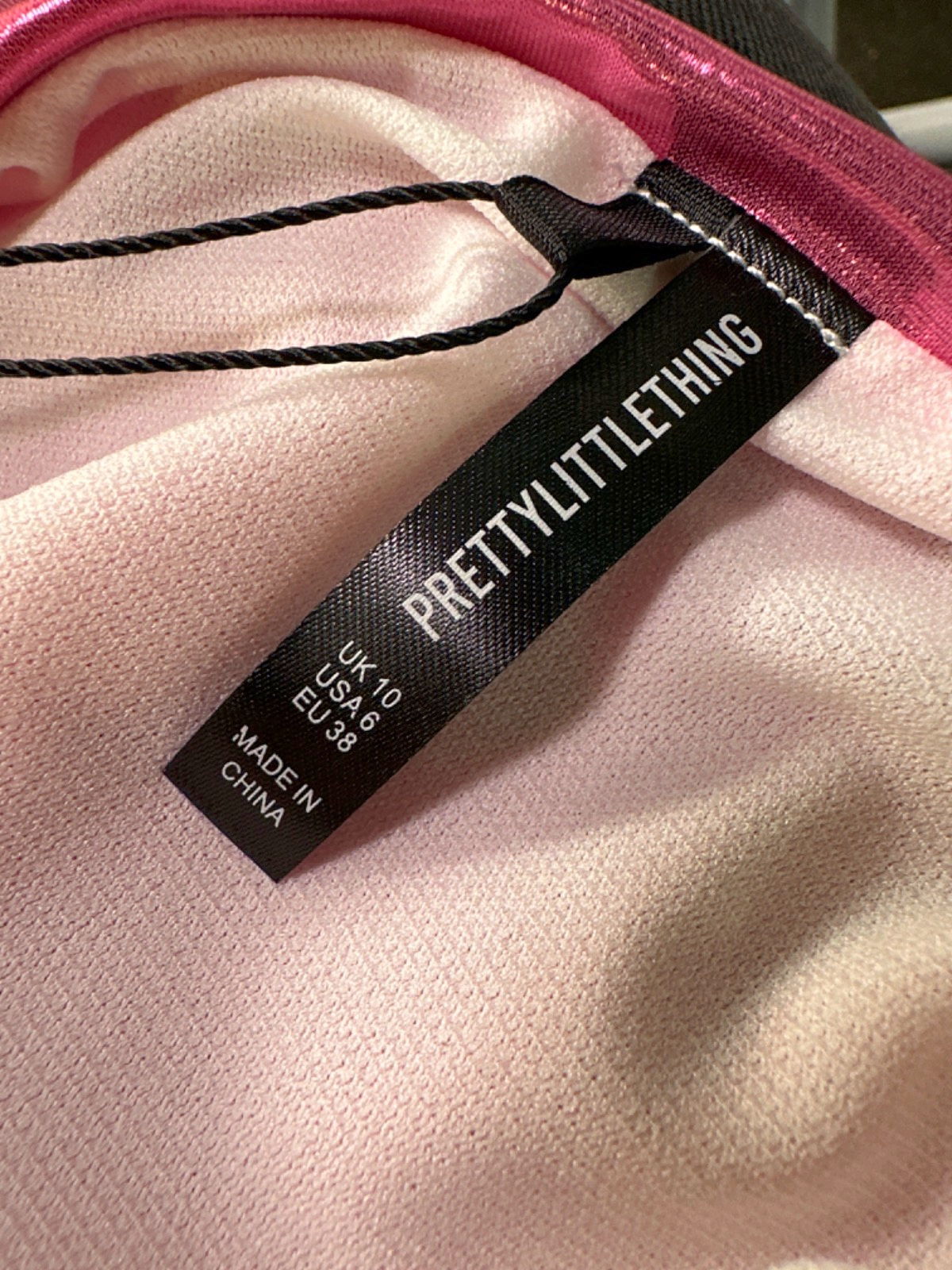 PrettyLittleThing Pink High Shine Bodysuit UK 10