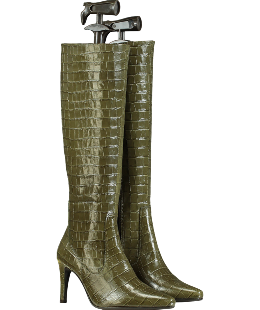 DUO Green Freya Knee High Boots in Green Croc UK 4 EU 37 👠